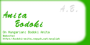 anita bodoki business card